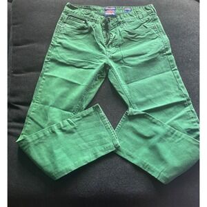 Fresh Brand Mens Slim Fit Green Twill Pants Size 33x32 Vintage Label Casual